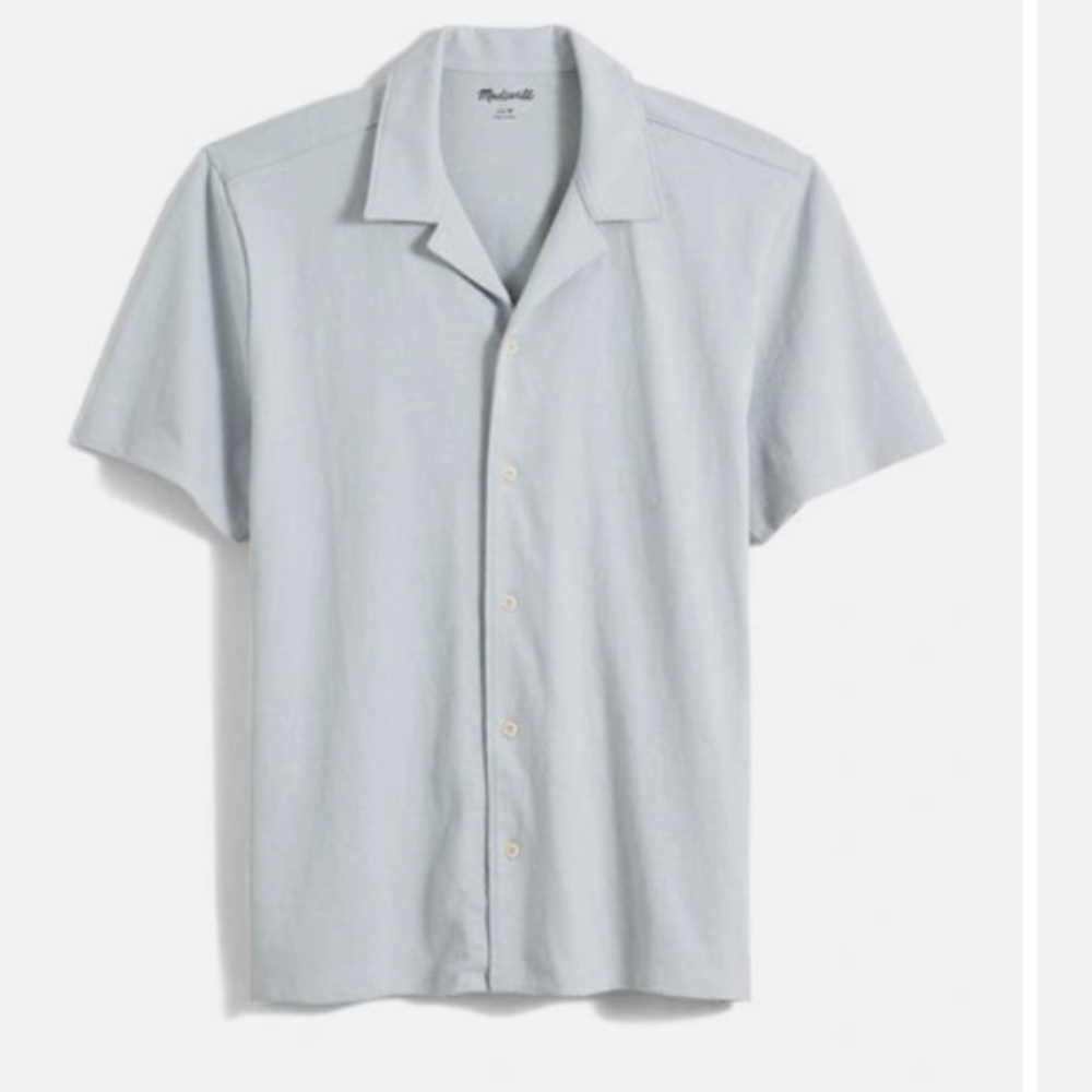 Madewell Easy Knit Button Down in light blue